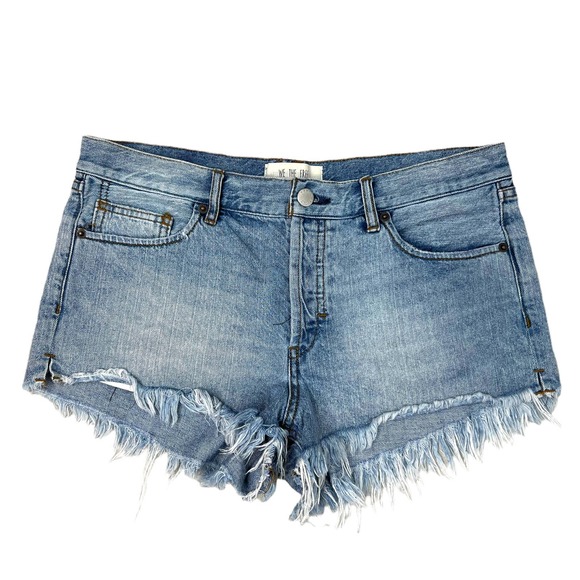 Free People Pants - We The Free People Frayed Hem Jean Shorts Size 29 Denim Light Wash Button Fly